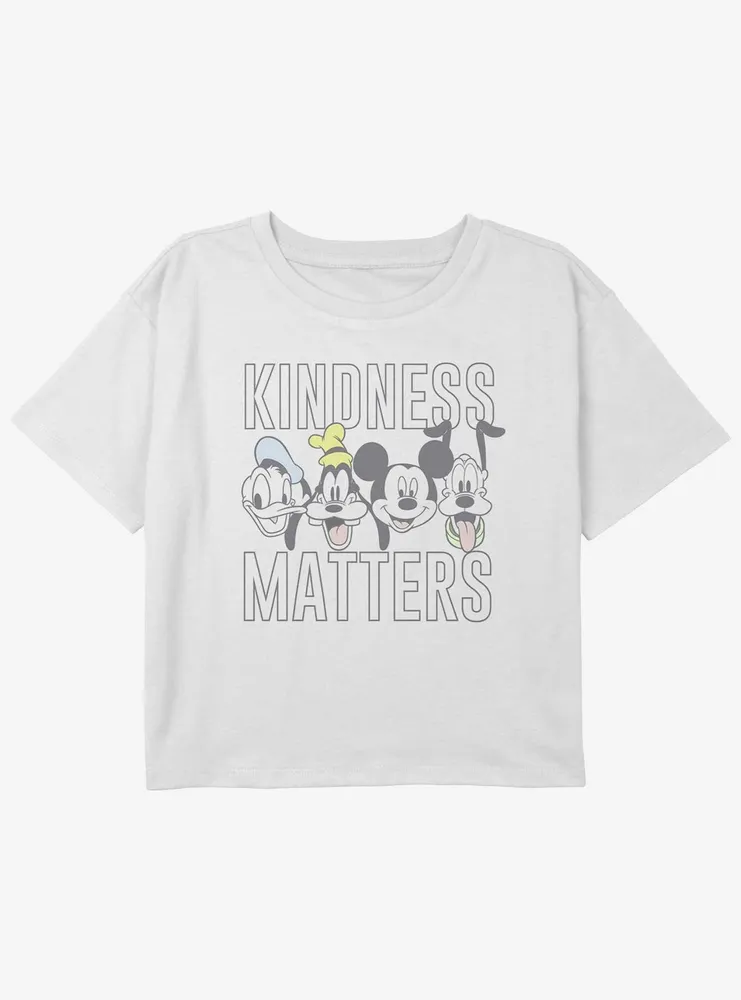 Disney Mickey Mouse Kindness Matters Girls Youth Crop T-Shirt