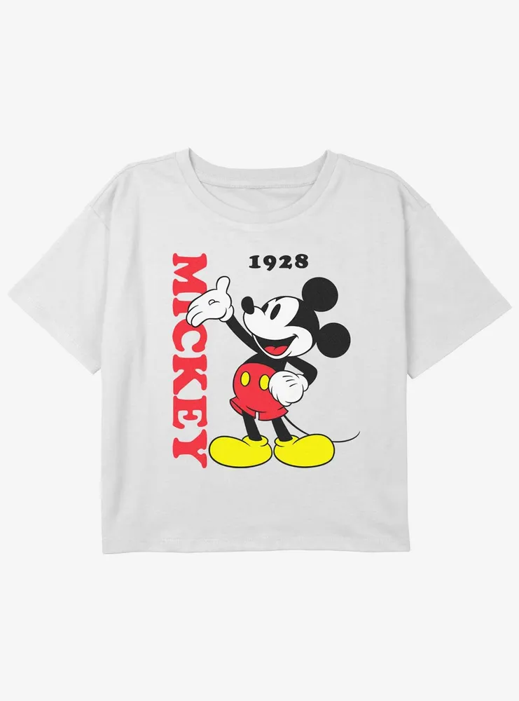 Disney Mickey Mouse Wave Girls Youth Crop T-Shirt