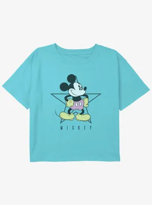 Disney Mickey Mouse Star Pose Girls Youth Crop T-Shirt