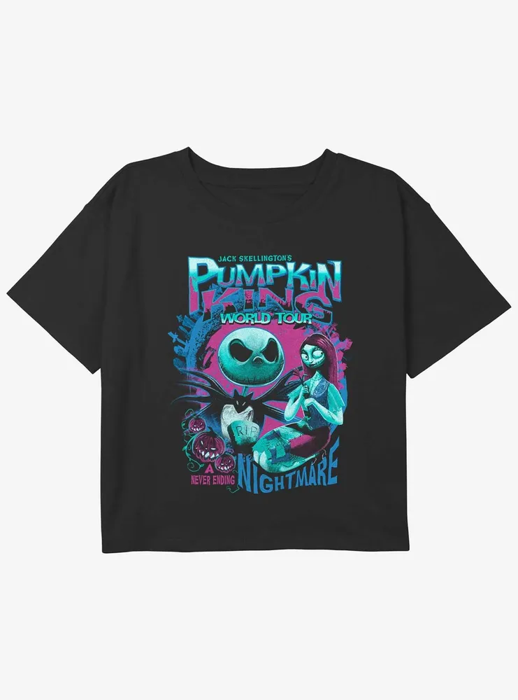 Disney The Nightmare Before Christmas Pumpkin King World Tour Girls Youth Crop T-Shirt