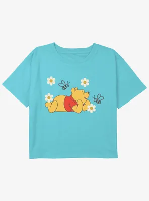Disney Winnie The Pooh Bear and Bees Girls Youth Crop T-Shirt