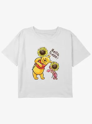 Disney Winnie The Pooh Hello There Girls Youth Crop T-Shirt