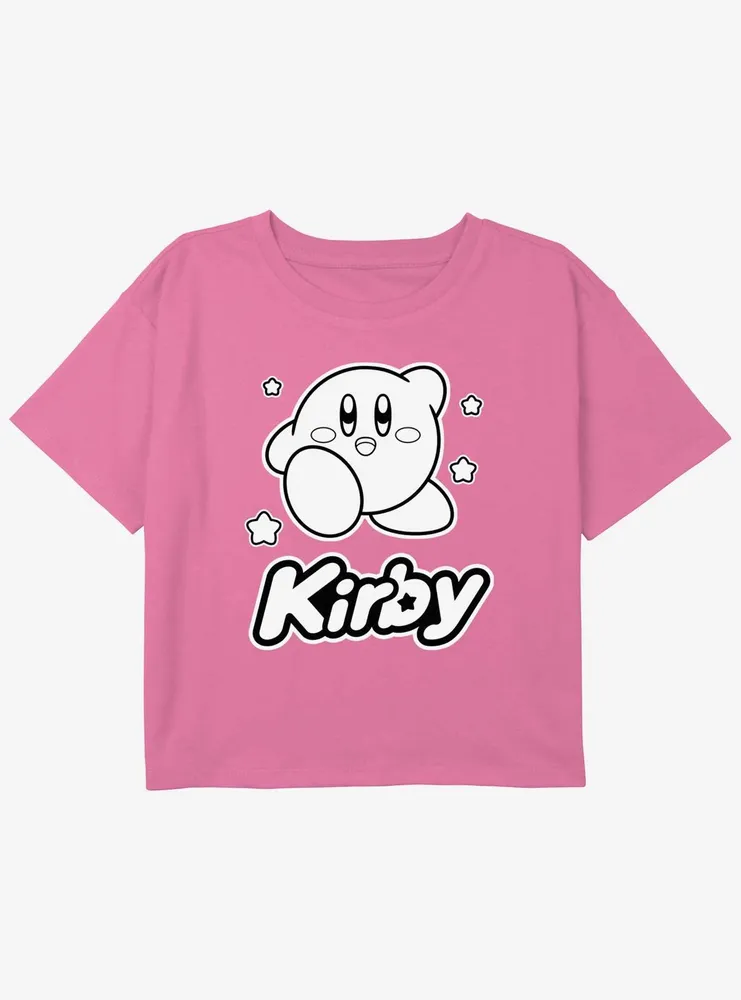 Kirby Monochrome Girls Youth Crop T-Shirt