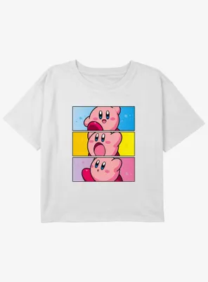 Kirby Panel Stack Girls Youth Crop T-Shirt