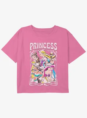 Disney Princesses Retro Princess Girls Youth Crop T-Shirt