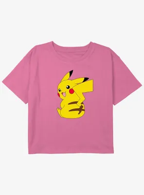 Pokemon Pikachu Stripes Girls Youth Crop T-Shirt