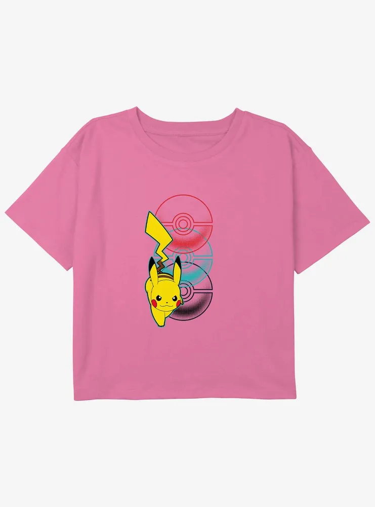 Pokemon Pikachu Bounce Girls Youth Crop T-Shirt