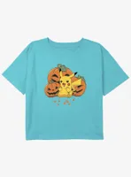 Pokemon Pikachu Pumpkin Girls Youth Crop T-Shirt
