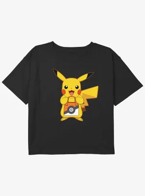 Pokemon Pikachu Treat Girls Youth Crop T-Shirt