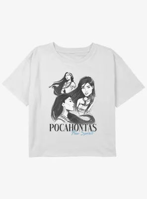 Disney Pocahontas Photo Collage Girls Youth Crop T-Shirt