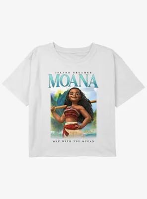 Disney Moana One With The Ocean Poster Girls Youth Crop T-Shirt