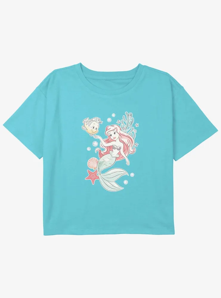 Disney The Little Mermaid Better Under Sea Girls Youth Crop T-Shirt