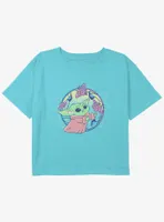 Star Wars The Mandalorian Grogu Butterfly Girls Youth Crop T-Shirt