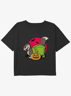 Disney100 Cat Lucifer Halloween Girls Youth Crop T-Shirt