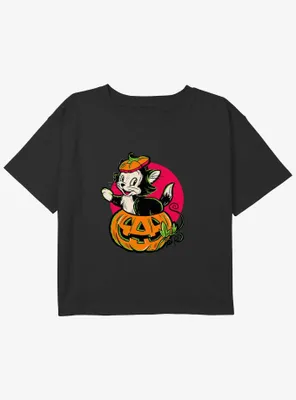 Disney100 Figaro Pumpkin Girls Youth Crop T-Shirt