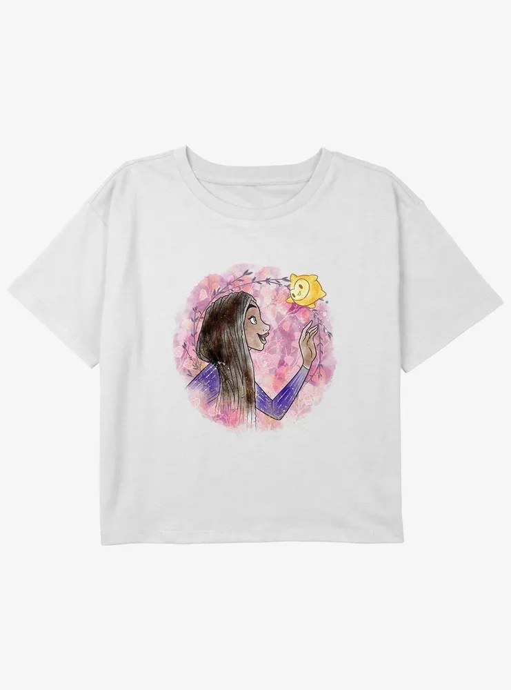 Disney Wish Asha Watercolor Girls Youth Crop T-Shirt