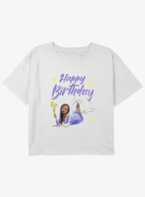 Disney Wish Happy Birthday Girls Youth Crop T-Shirt