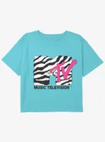 MTV  Animal Print Logo Girls Youth Crop T-Shirt