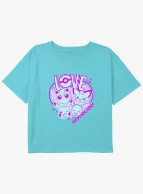Pokemon Love Neon Girls Youth Crop T-Shirt
