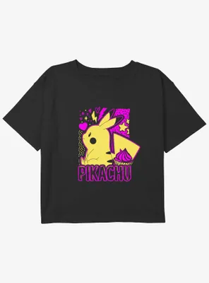 Pokemon Pikachu Neon Girls Youth Crop T-Shirt