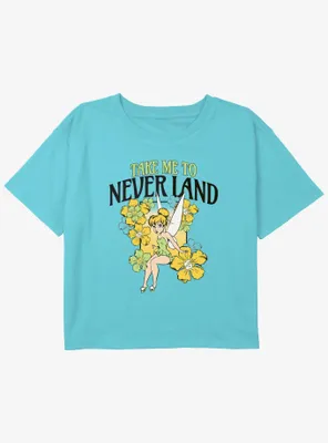 Disney Tinker Bell Take Me To Never Land Girls Youth Crop T-Shirt
