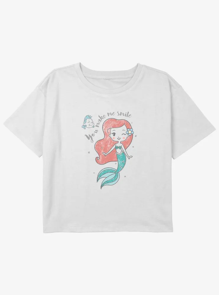 Boxlunch Disney The Little Mermaid Ariel Make Me Smile Girls Youth Crop T- Shirt