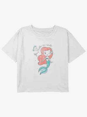 Disney The Little Mermaid Ariel Make Me Smile Girls Youth Crop T-Shirt