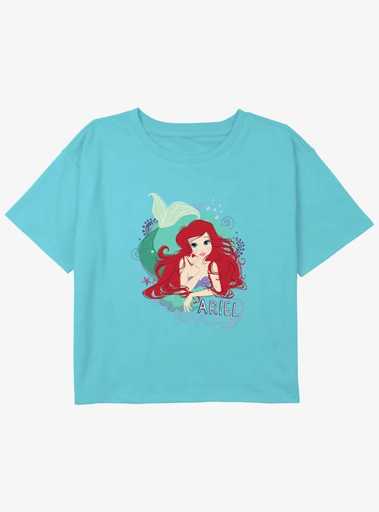 Disney The Little Mermaid Ariel Shell Girls Youth Crop T-Shirt