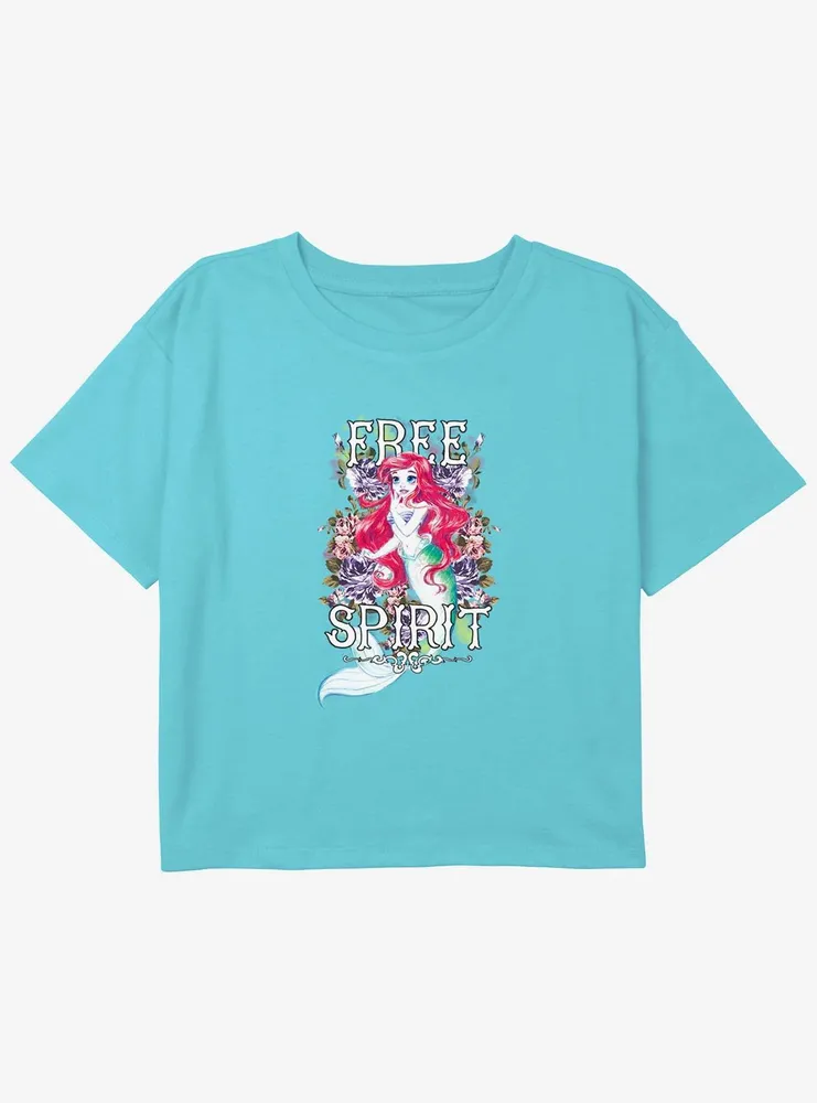 Disney The Little Mermaid Free Spirit Ariel Girls Youth Crop T-Shirt