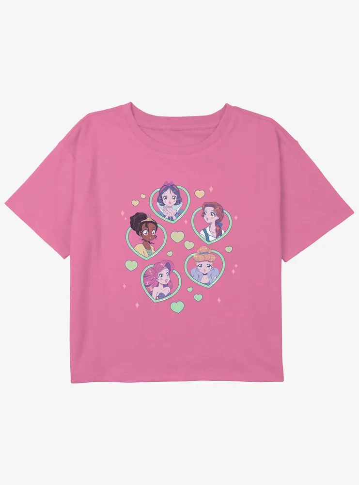Disney The Little Mermaid Hearts And Princesses Girls Youth Crop T-Shirt