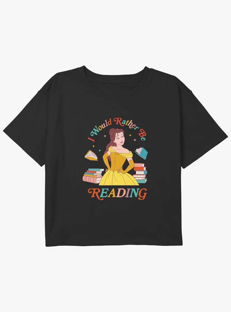 Disney Beauty and the Beast I Would Rather Be Reading Girls Youth Crop T-Shirt