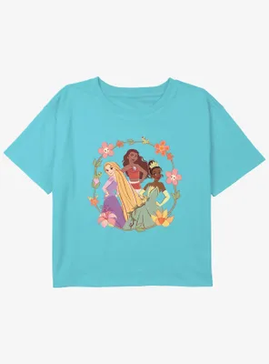 Disney Moana Rapunzel Tiana Pose Girls Youth Crop T-Shirt