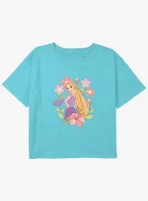 Disney Tangled Rapunzel And Pascal With Flowers Girls Youth Crop T-Shirt