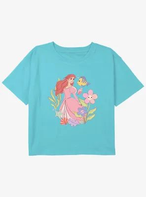 Disney The Little Mermaid Ariel And Flounder Girls Youth Crop T-Shirt