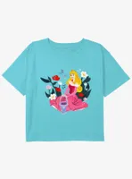 Disney Sleeping Beauty Aurora With Birds Girls Youth Crop T-Shirt