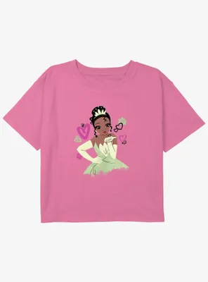 Disney the Princess And Frog Tiana Hearts Girls Youth Crop T-Shirt
