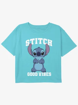 Disney Lilo & Stitch Good Vibes Girls Youth Crop T-Shirt