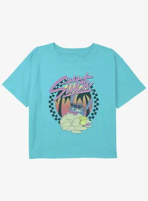 Disney Lilo & Stitch Retro Sunset Girls Youth Crop T-Shirt