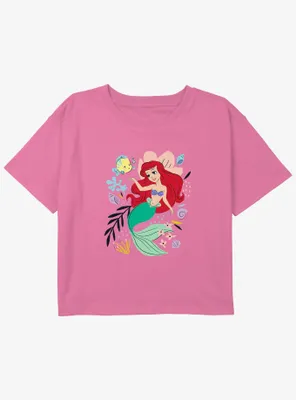 Disney The Little Mermaid Happy Ariel And Flounder Girls Youth Crop T-Shirt