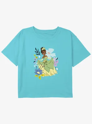 Disney the Princess And Frog Tiana Flowers Girls Youth Crop T-Shirt