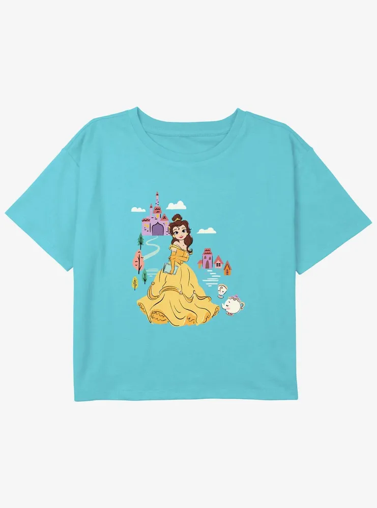 Disney Beauty and the Beast Belle Castle Girls Youth Crop T-Shirt