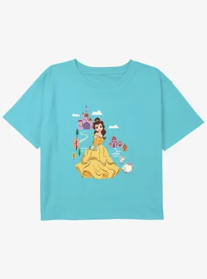 Disney Beauty and the Beast Belle Castle Girls Youth Crop T-Shirt
