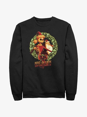 Disney The Nightmare Before Christmas Peace On Earth Jack & Santa Wreath Sweatshirt