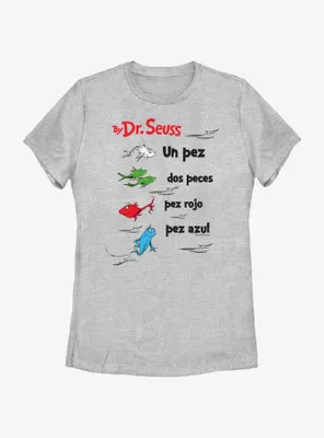 Dr. Seuss One Fish Two Red Blue Badge Spanish Womens T-Shirt