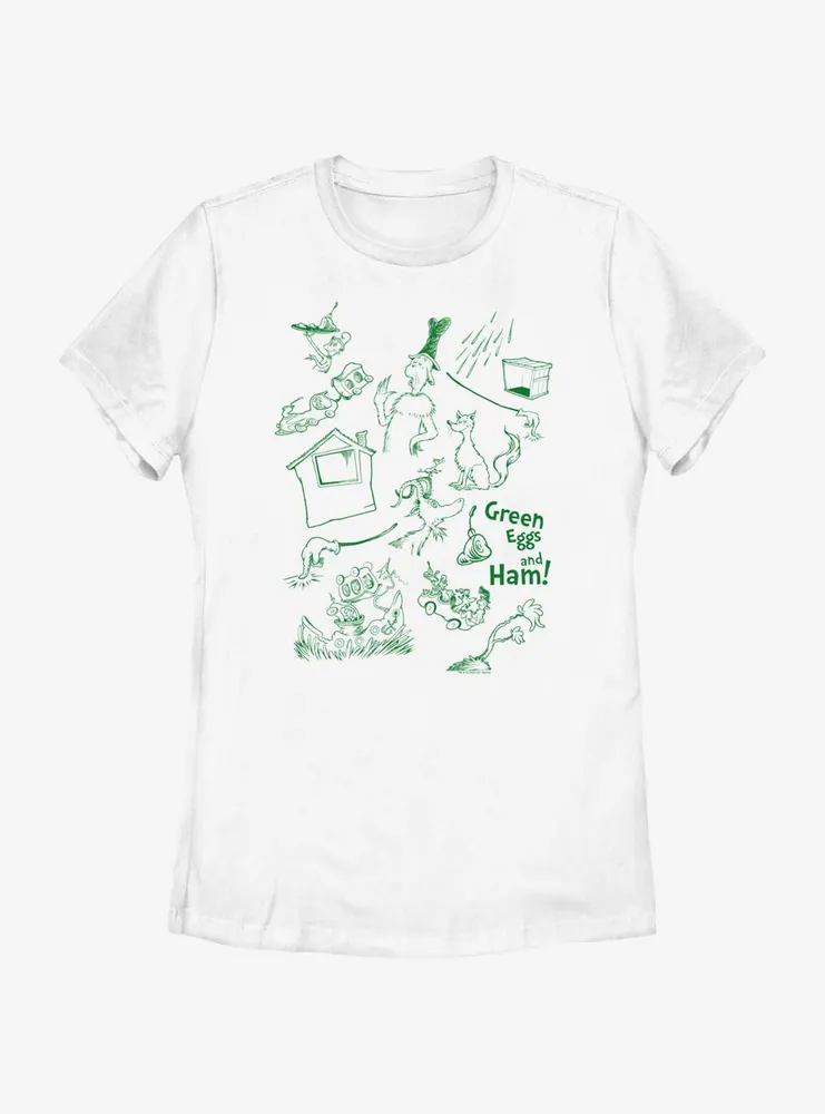 Dr. Seuss Green Eggs And Ham Icons Womens T-Shirt