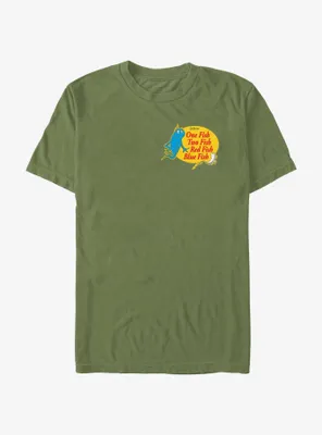 Dr. Seuss One Fish Two Red Blue Badge T-Shirt