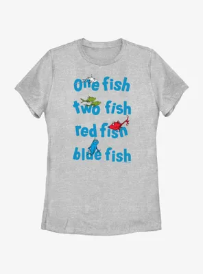 Dr. Seuss One Fish Two Red Blue Womens T-Shirt