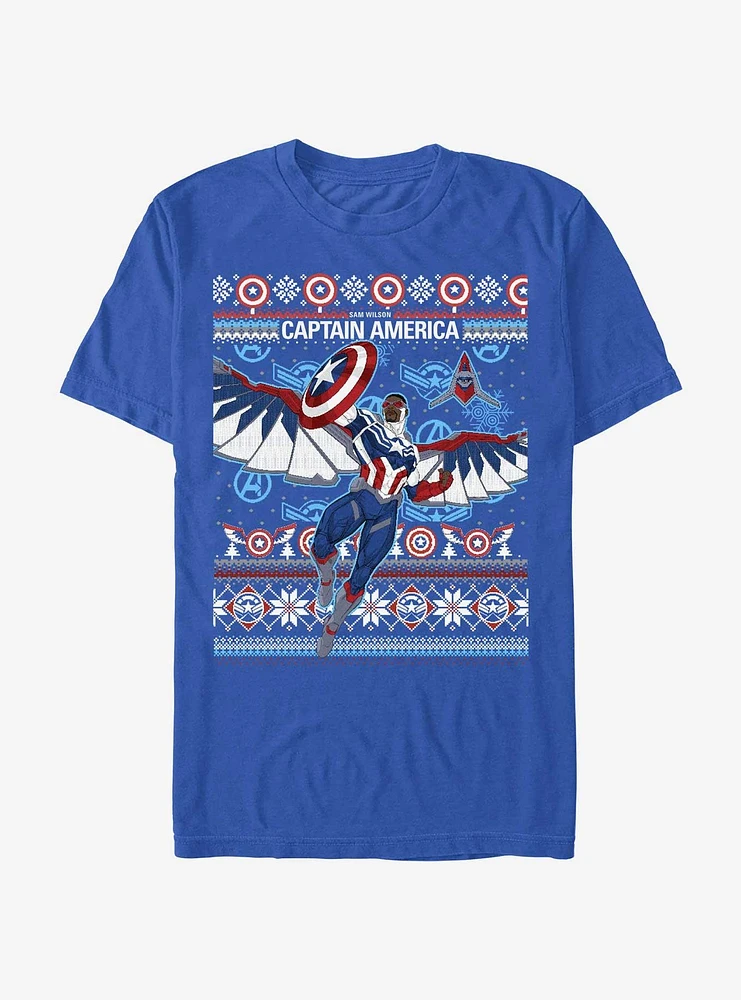 Marvel Captain America Sam Wilson Ugly Holiday T-Shirt