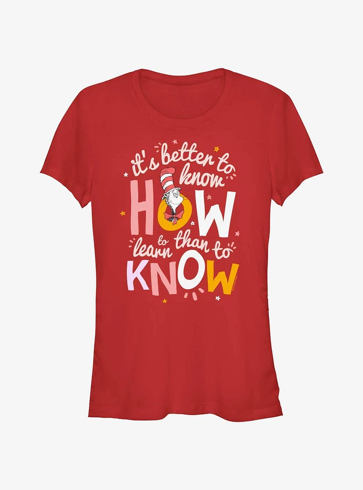 Dr. Seuss Cat The Know How To Learn Girls T-Shirt