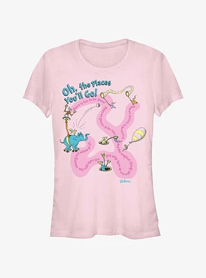 Dr. Seuss Journeying The Places You'll Go Girls T-Shirt
